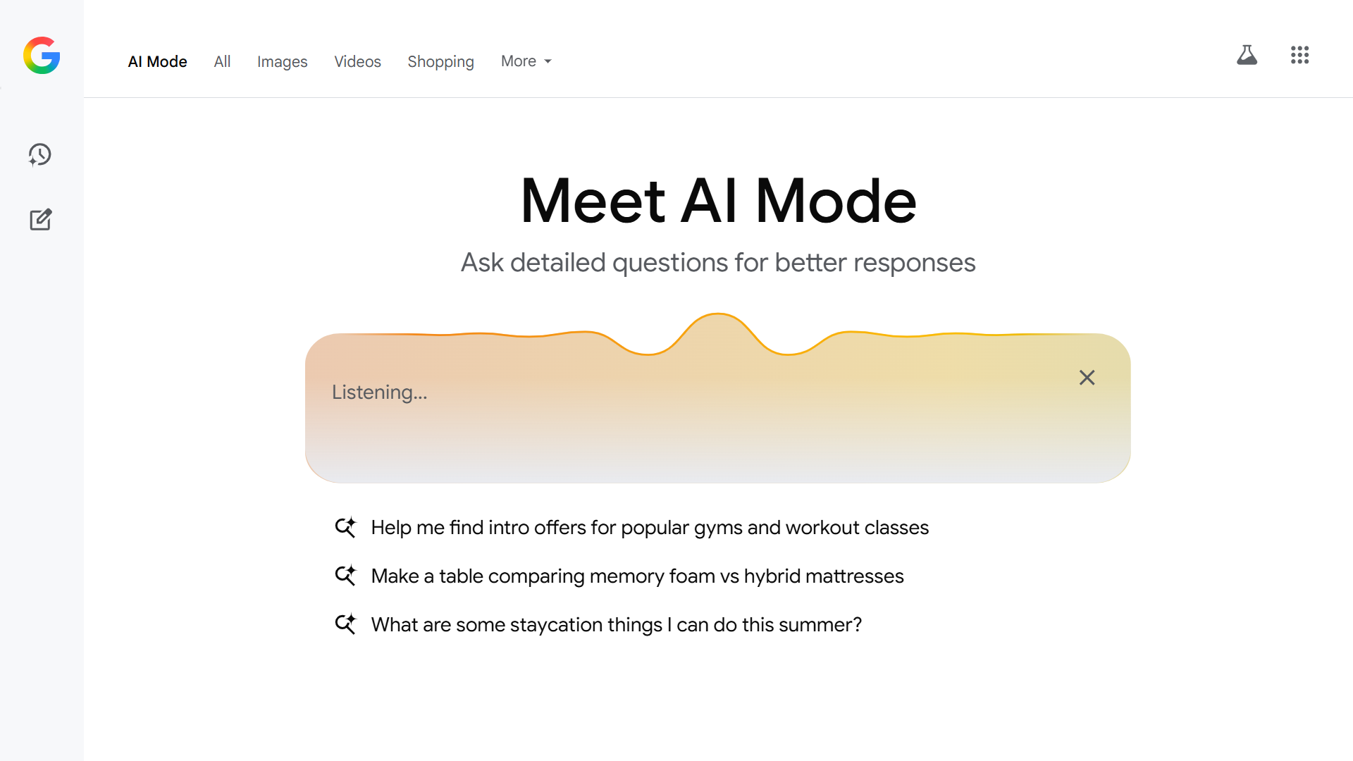 Meet AI Mode landing page.