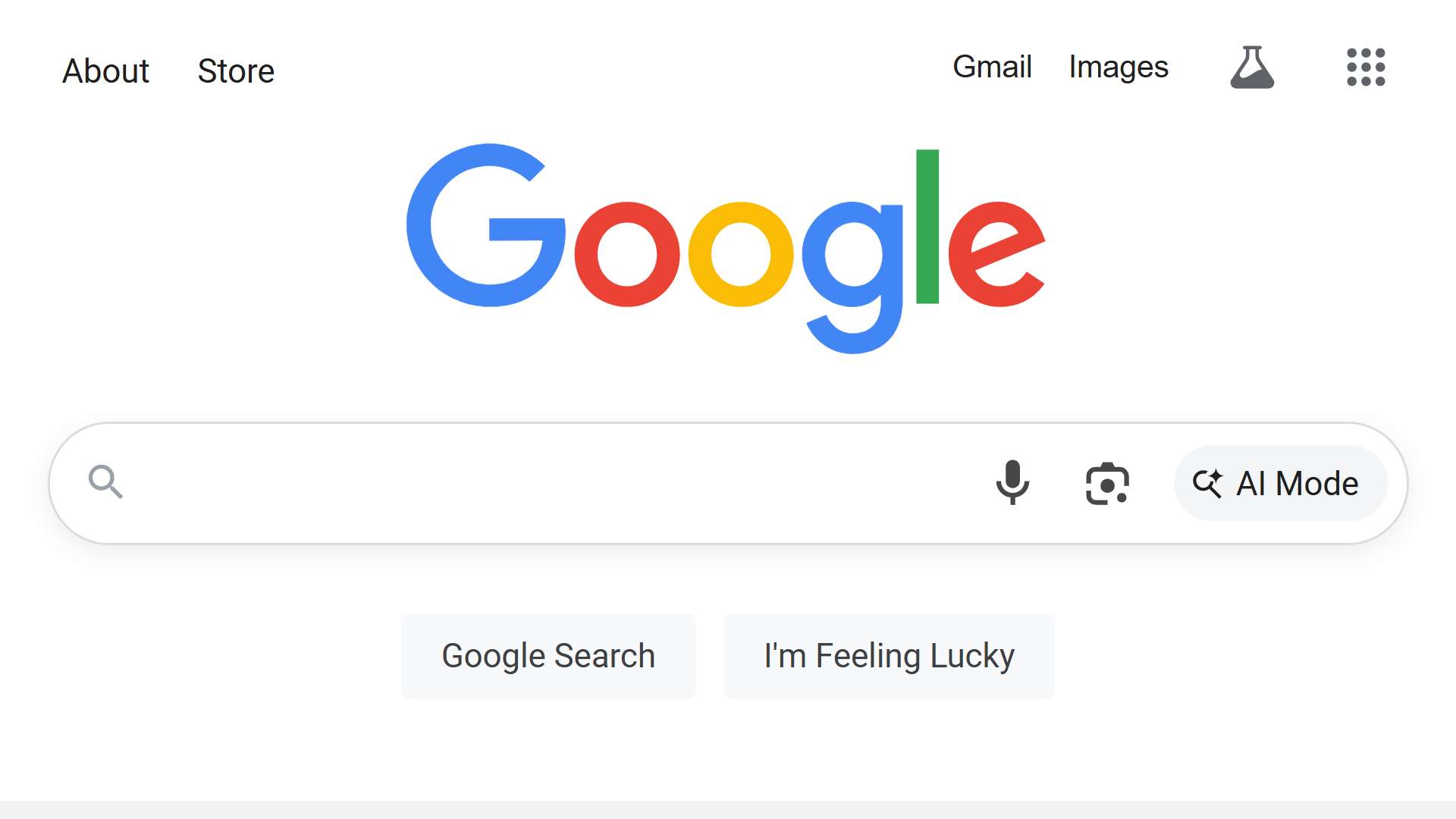Screenshot of the main Google search page.