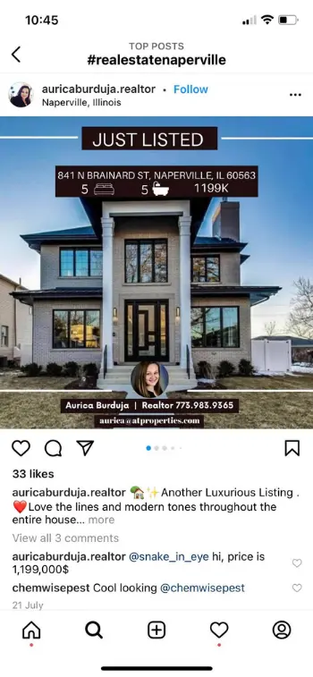 An instagram post for "realesatenaperville."
