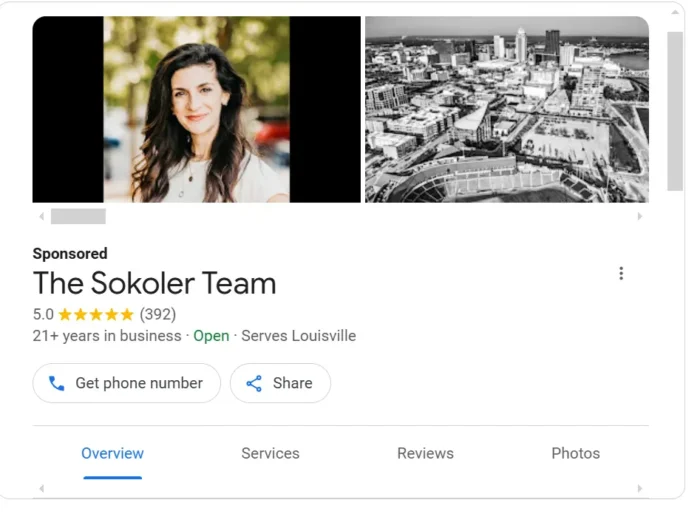 A Google Business Profile for a real estate brokerage.