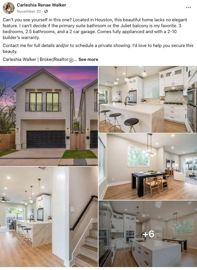 A real estate facebook post.