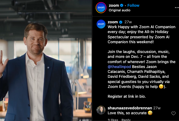 Zoom AI Companion video on social media.