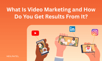 Illustrations of mobile phones and logos for social media and text that reads "What Is Video Marketing and How Do You Get Results From It?"