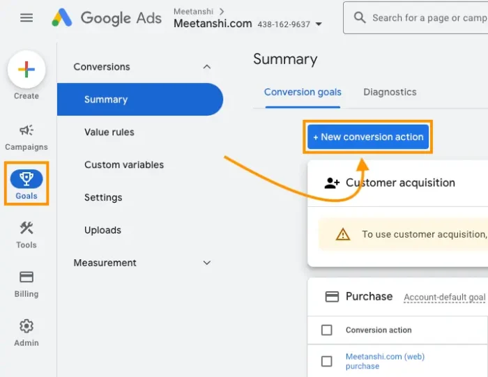 Conversion tracking in Google Ads.