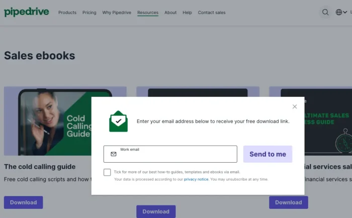 A Pipedrive prompt to enter an email.