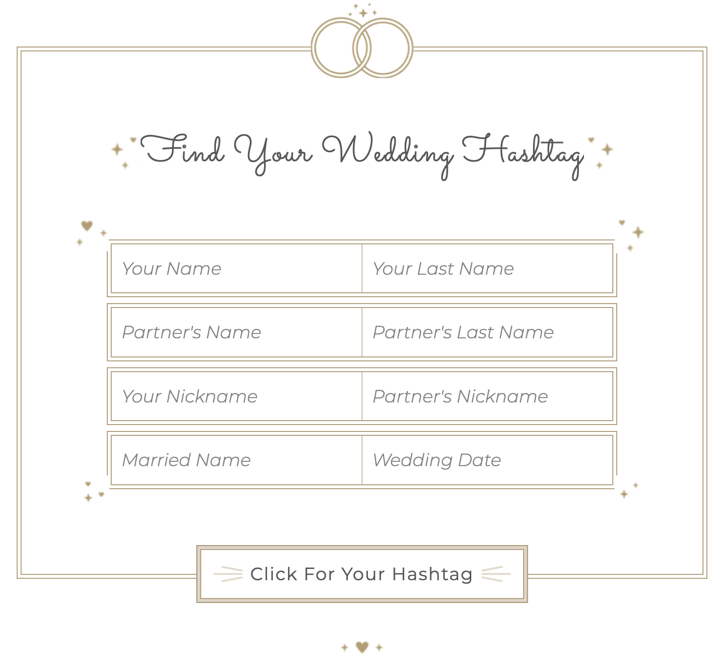 เครื่องสร้างแฮชแท็กงานแต่งงานจาก Shutterfly