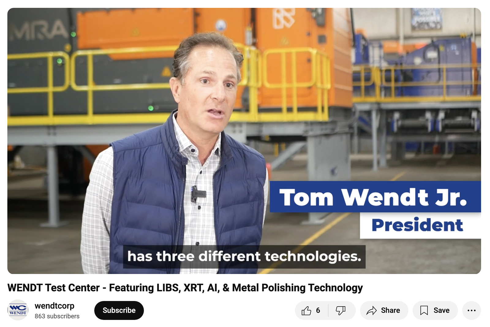 Wendt Corporation YouTube channel with an interview with their president.