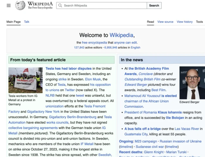 Wikipedia's matrix structure.