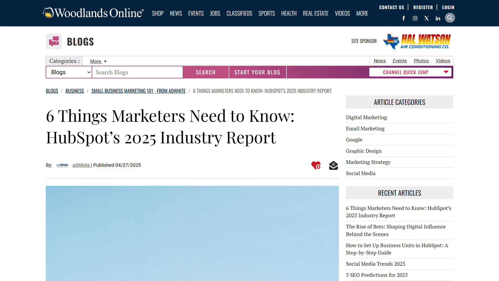 Woodlands Online report covering HubSpot’s annual industry report.