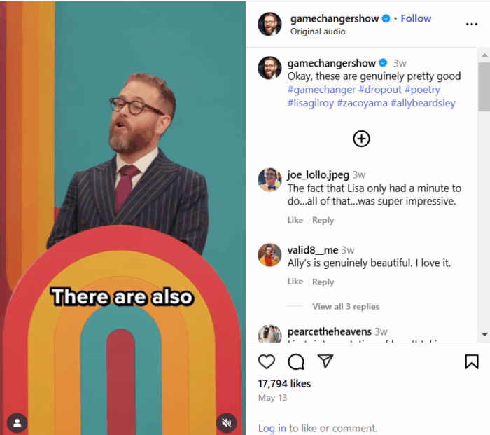 An Instagram post from Dropout TV.