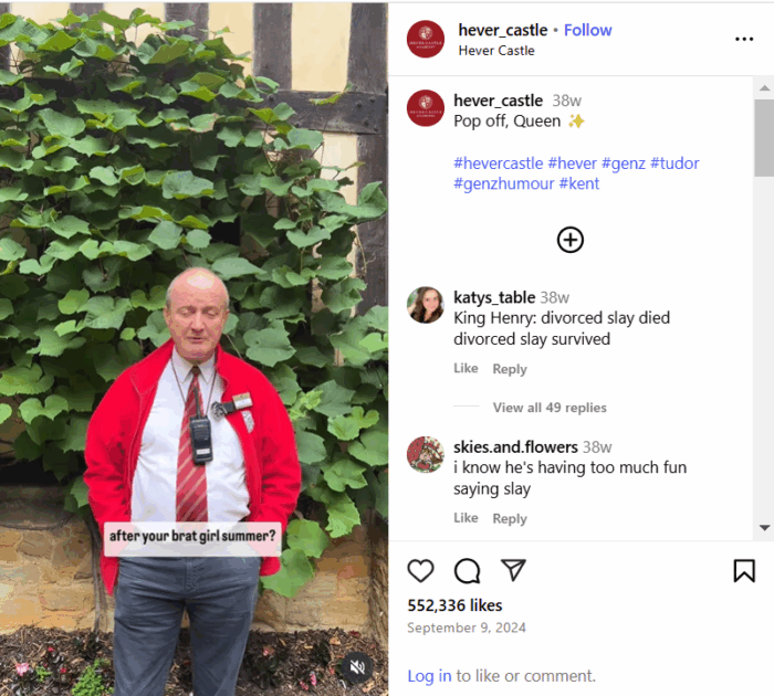 A post on Instagram from Hever Castle.