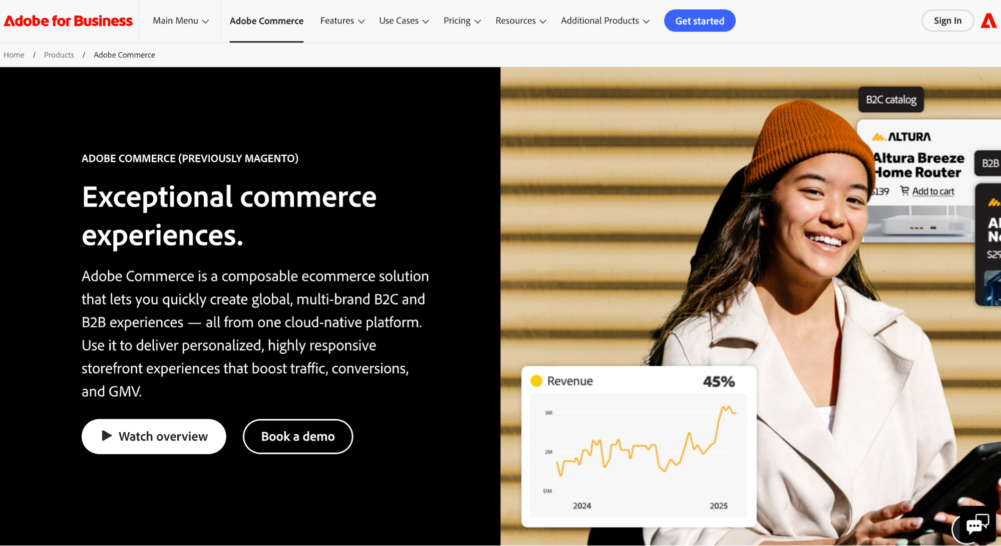 Adobe for business homepage