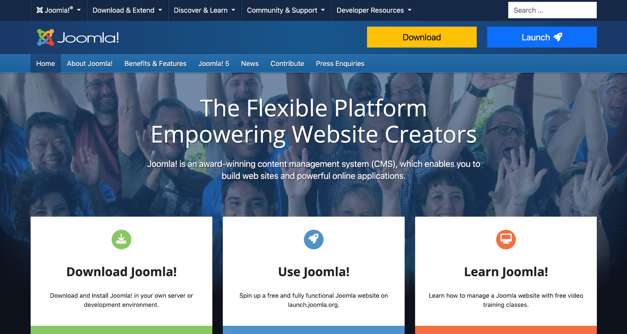 Joomla homepage