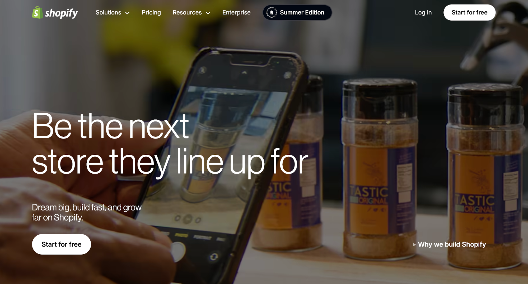 Shopify homepage