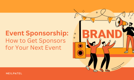 Illustration of people working on a brand with text that reads "Event Sponsorship: How to Get Sponsors for Your Next Event."