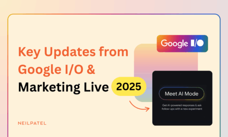 Graphic with a meet AI mode screenshot and text that reads "Key Updates from Google I/O & Marketing Live 2025."