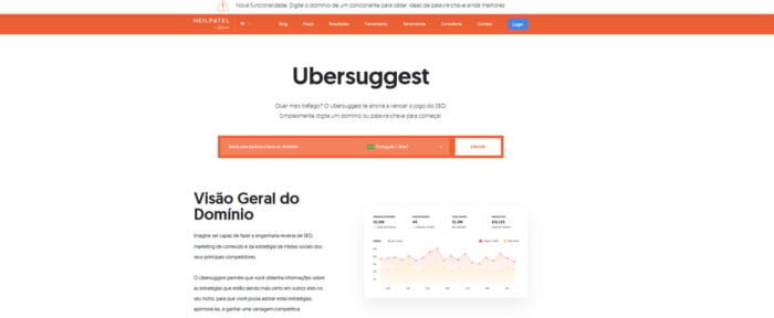 ferramentas para ecommerce: ubersuggest