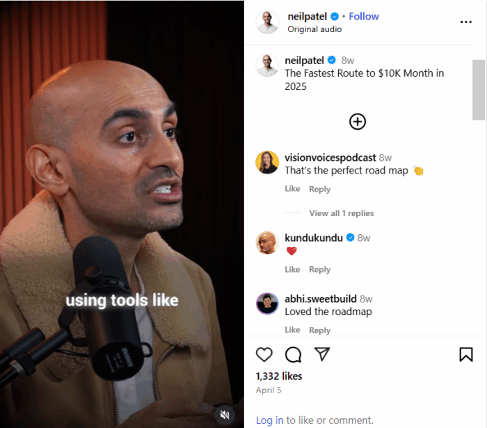 โพสต์บน Instagram จาก Neil Patel