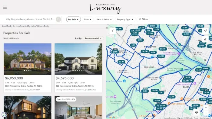 Keller Williams Luxury is an illustration of a high-converting existent property website, optimizing the correct elements.