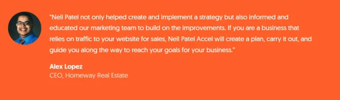 Homeway Real Estate CEO, Alex Lopez, acknowledgment NP Digital for creating a scheme and guiding his squad toward reaching the goals for his business.