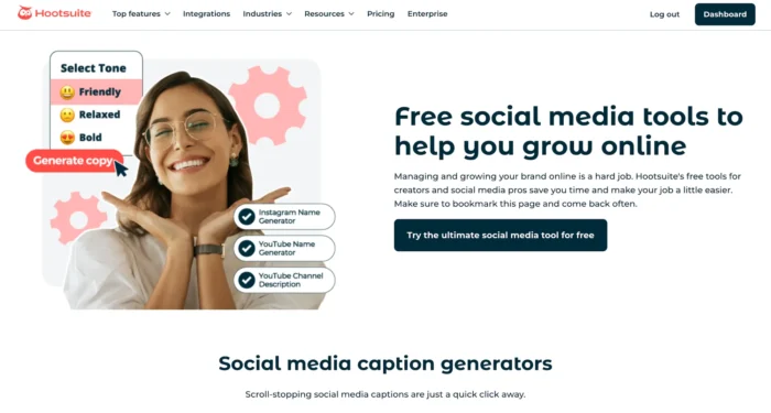Hootsuite's homepage.