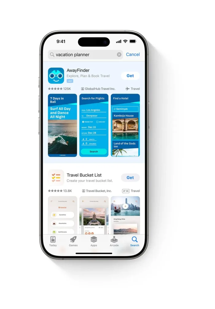 Result of Search on the App Store.