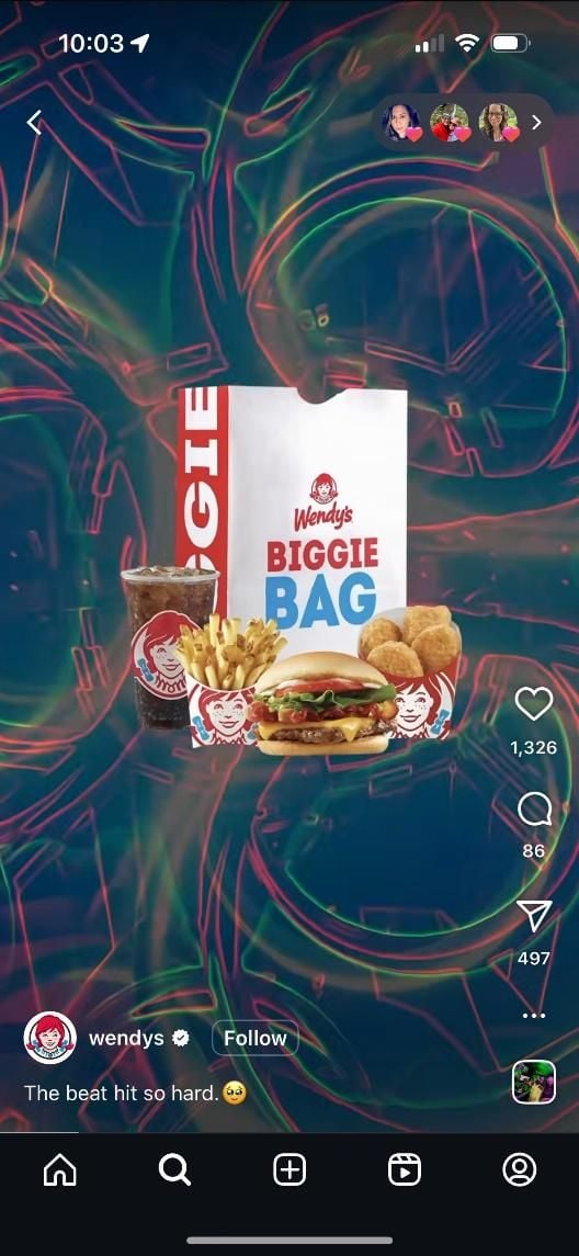 A Wendy's Instagram reel.