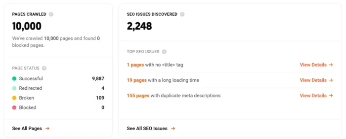 A screenshot of an Ubersuggest SEO Audit shows this particular domain has 155 pages with duplicate meta descriptions.