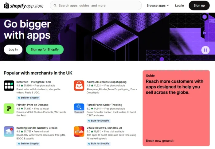 shopify: app store