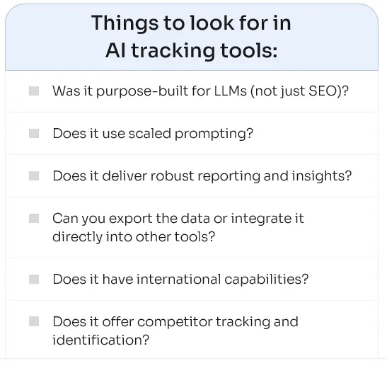 Things to look for in AI tracking tools.