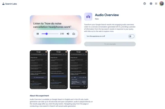 Google's Audio Overviews.