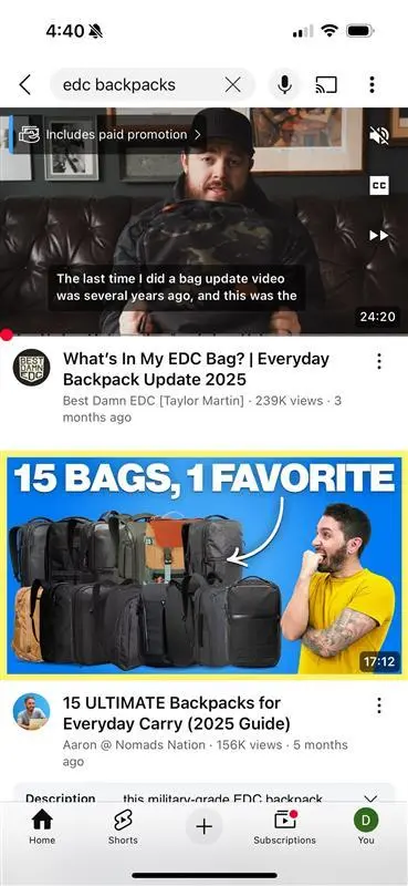 Searches on YouTube.