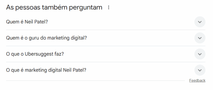 recursos de SERP: as pessoas também perguntam