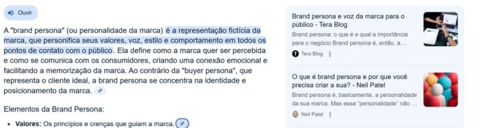 recursos de SERP: resumo de IA