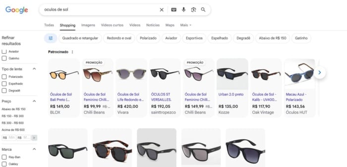 recursos de SERP: shopping