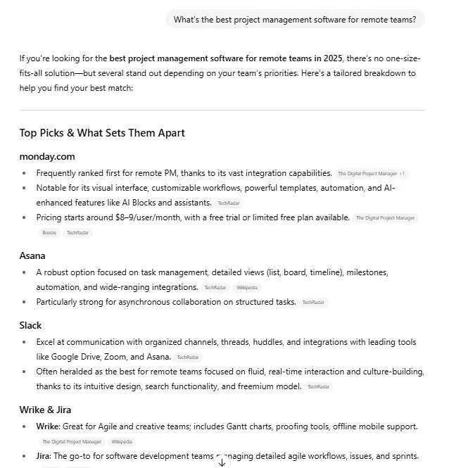 An example of ChatGPT questions and responses.