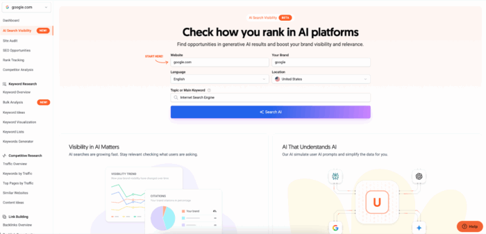 Ubersuggest, Check how you rank in AI platforms