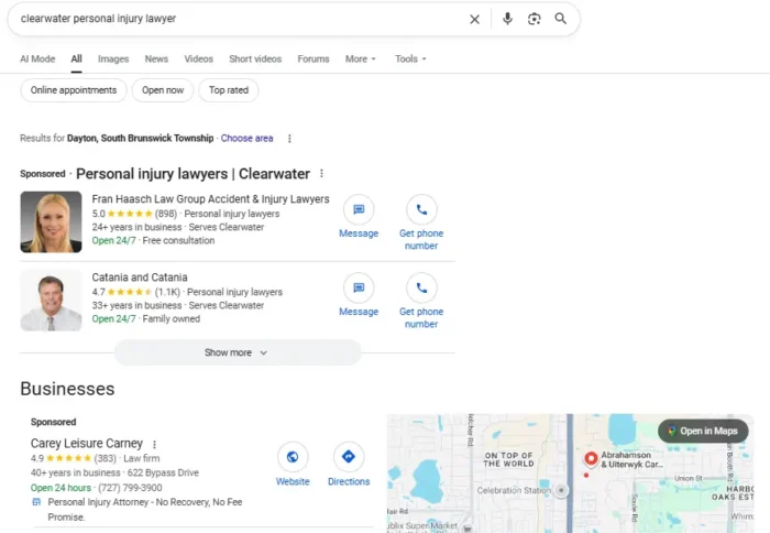 Results for "clearwater personal injury lawyer."