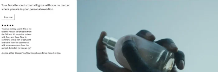 Dynamic SEO Pro Social proof from Glossier.