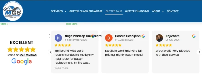 Reviews on a home service website.