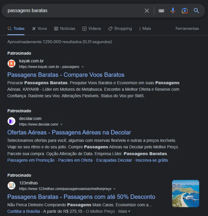 Exemplos de tr[áfego pago