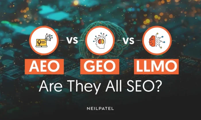 A graphic saying AEO vs GEO vs LLMO: Are They All SEO?