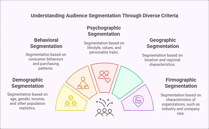 Dynamic SEO Pro An infographic explaining types of audience segmentation.