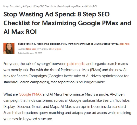 The introduction to a blog on Neil Patel's blog.