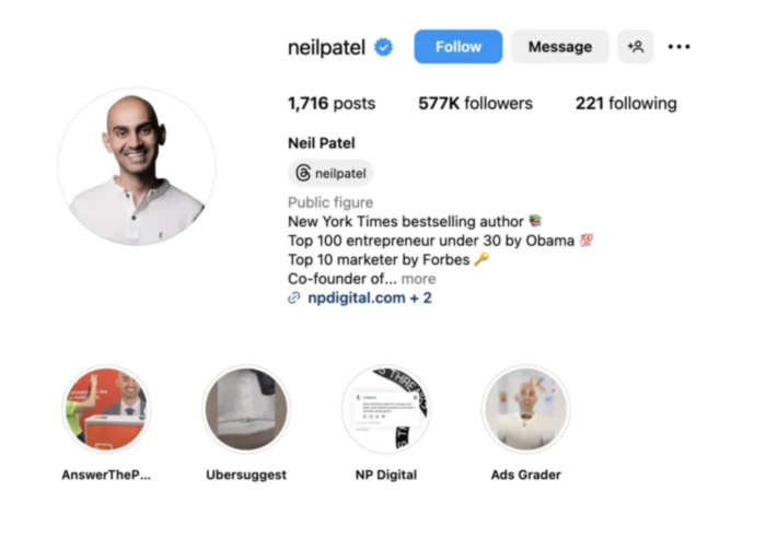 Neil Patel instagram