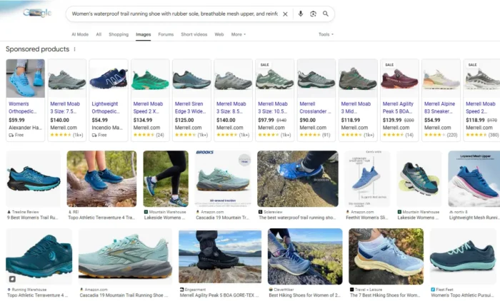 Examples of trail running shoes for women.