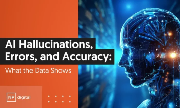A graphic that says "AI Hallucinations, Errors, and Accuracy: What The Data Says."