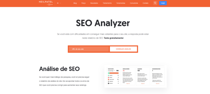 SEO analyzer ferramenta capa