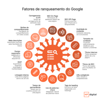 Fatores de ranqueamento SEO em um grafico