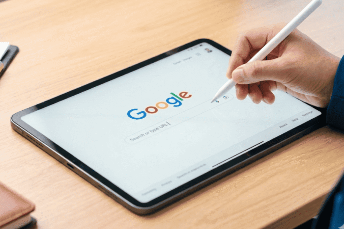 serp do google em um tablet
